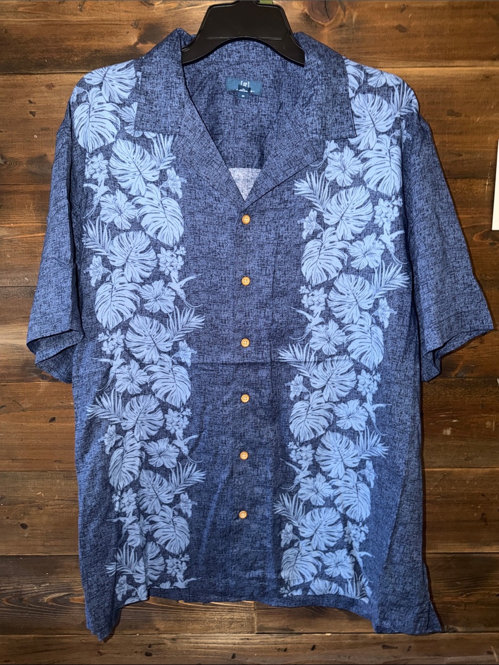 George Navy Blue Hawaiian Floral Short Sleeve Button-Up Shirt